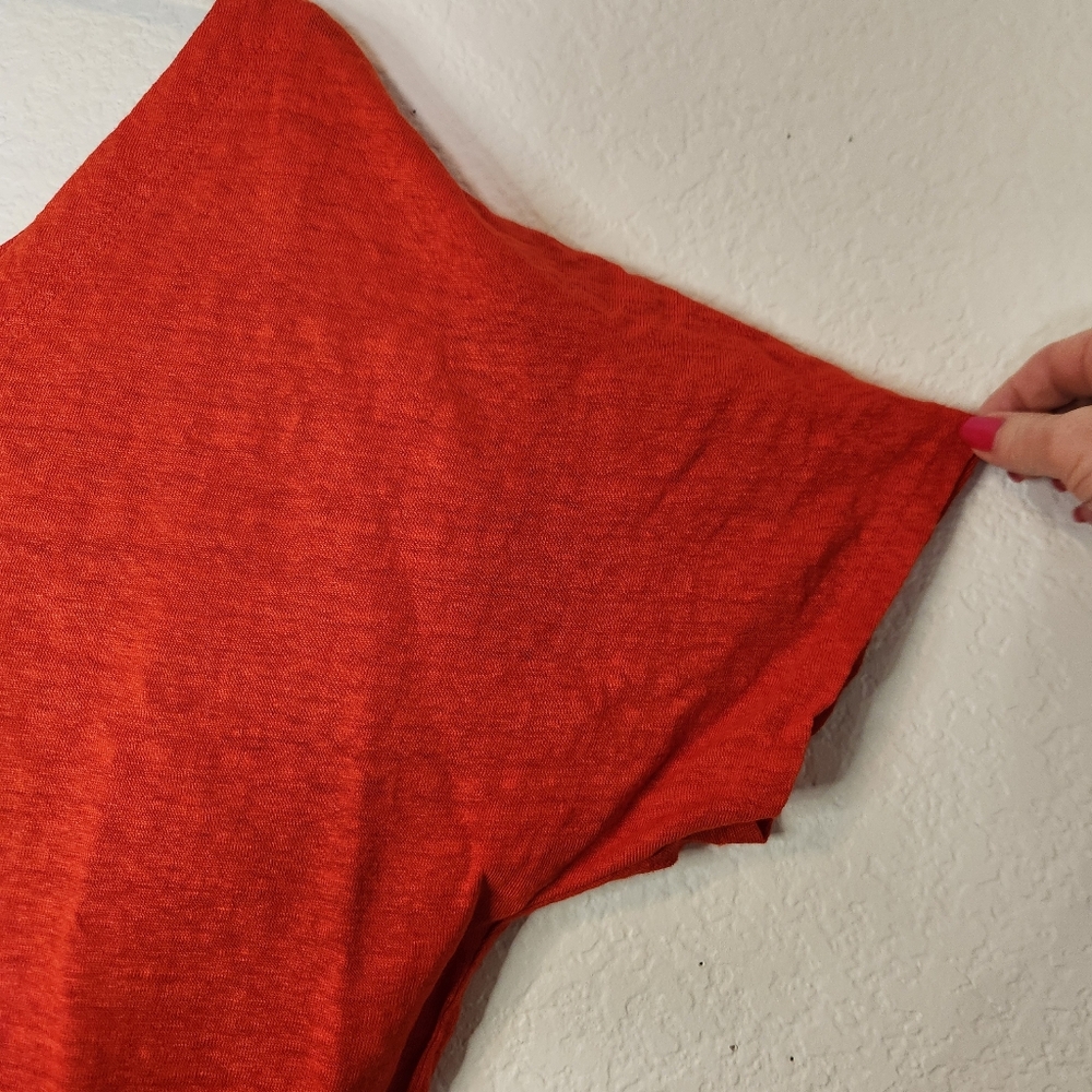 Chico's‎ Bold Scarlett Short Sleeve V-Neck Linen Top, Size 2 (L) - Picture 5 of 6